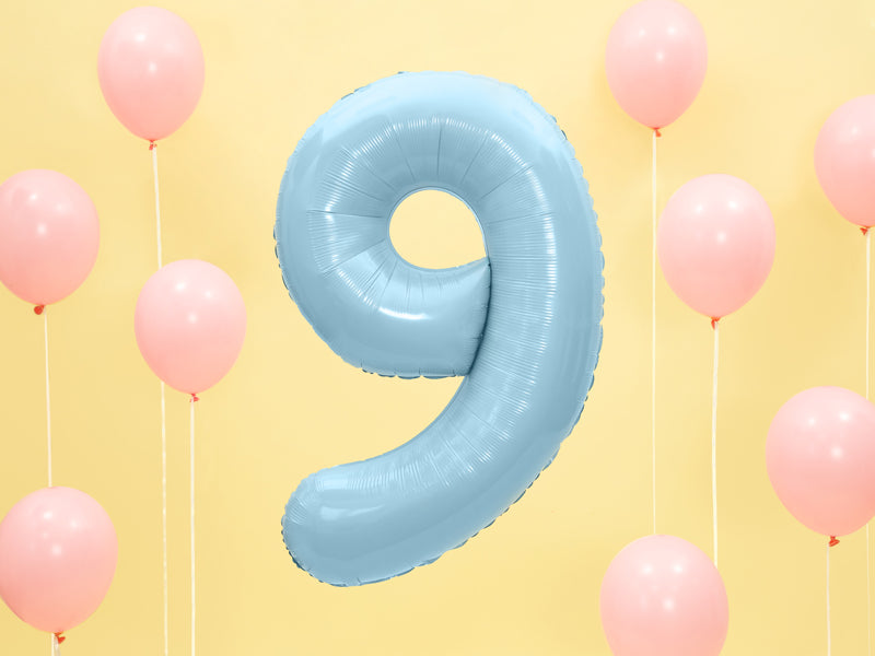 Folija balons cipars 9 gaiši zils (86 cm)