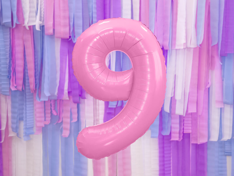 Folija balons cipars 9 rozā (86 cm)