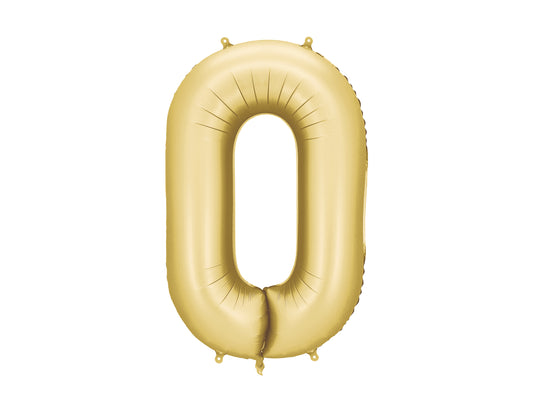 Matēts folija balons ar ciparu “0” 86cm, zelta