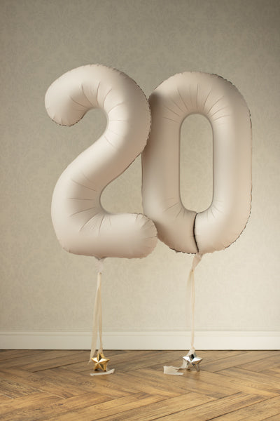 Folija balons cipars 0 gaiši pelēkbrūns (86 cm)