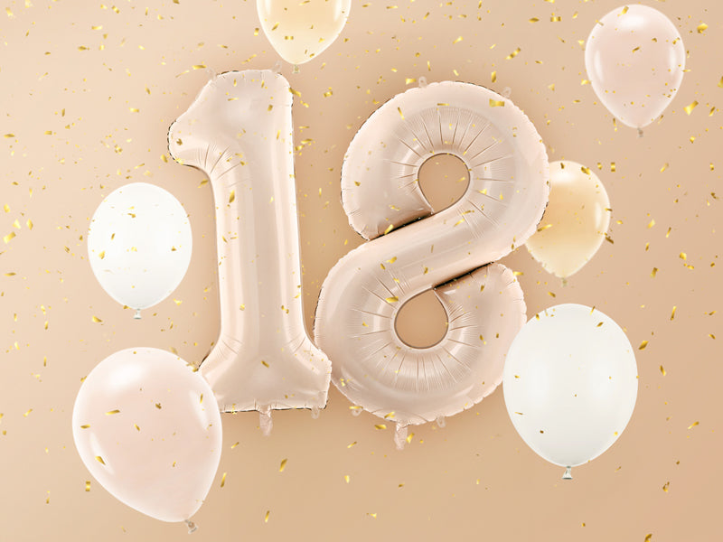 Matēts folija balons ar ciparu "1" 72cm, tumši bēšs
