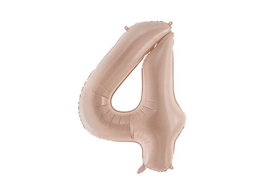 Matēts folija balons ar ciparu "4" 72cm, tumši bēšs
