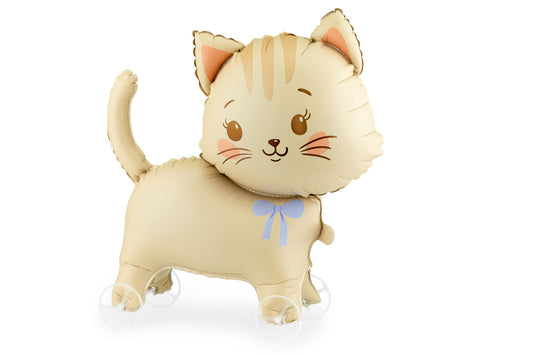 Folijas balons “Kaķis” riteņiem, bēšā krāsā, 61 × 65 cm