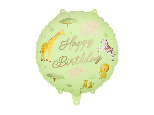 Folija balons “Happy Birthday” Safari, 35x35 cm, krāsu mikss