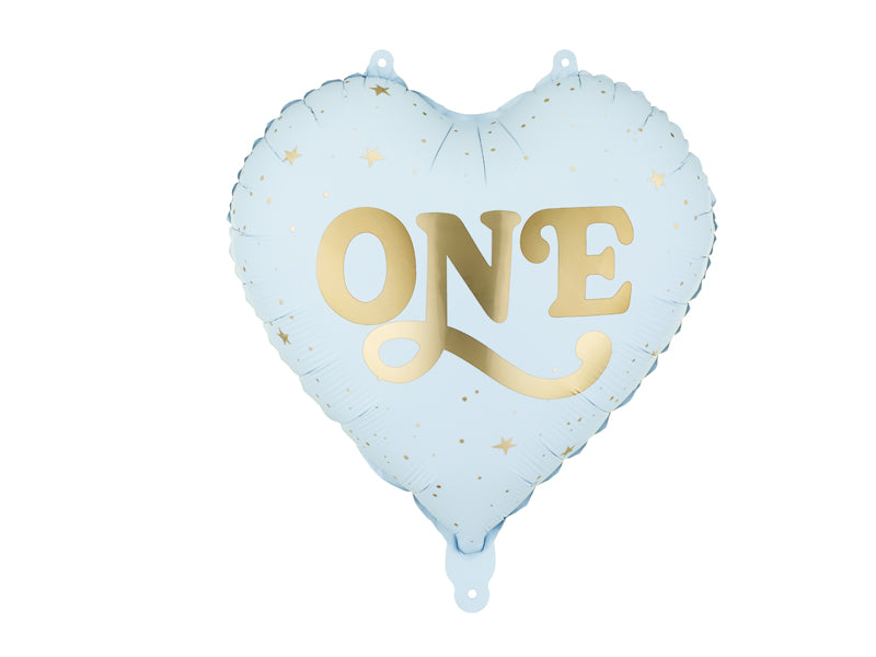 Folija balons Sirds “One”, 45 cm, gaiši zils