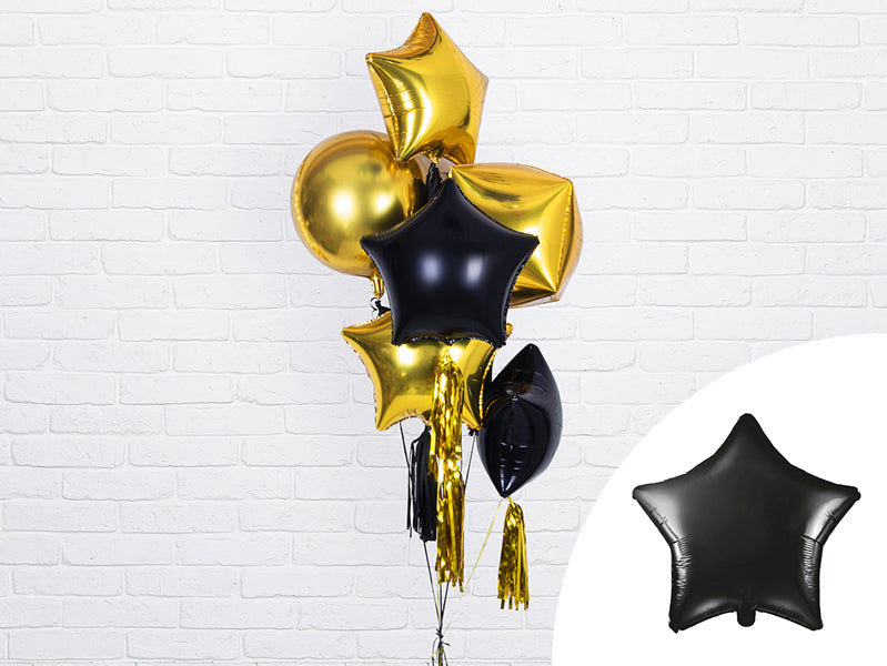 Folija balons zvaigzne melns (48 cm)