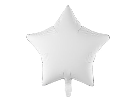 Folija balons Zvaigzne balta 42 cm – Balts hēlija balons svētku dekorācijām