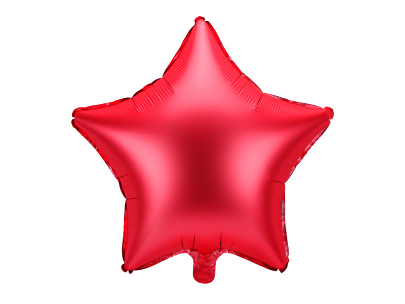 Folija balons Zvaigzne sarkans 48 cm – Satīna efekta balons svētku dekorācijām