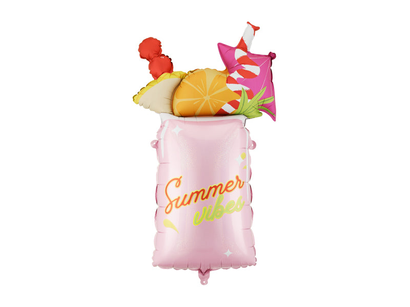 Folija balons Kokteilis rozā 47x79 cm – Summer Vibes svētku dekorācija