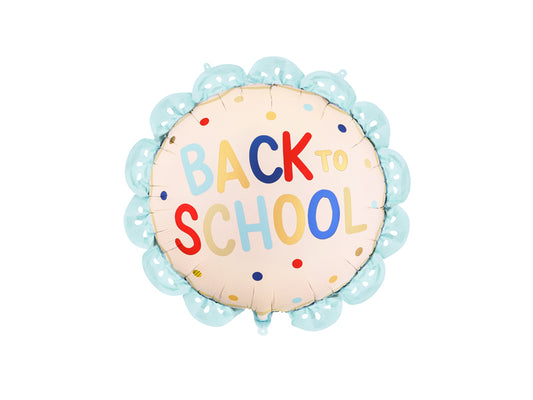 Folija balons Back to School 52 × 52 cm – Krēmkrāsas un zils skolas tematikas dekors