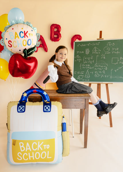 Folija balons Skolas soma 68 × 82 cm – Dzelteni krēmīgs balons skolas sākumam