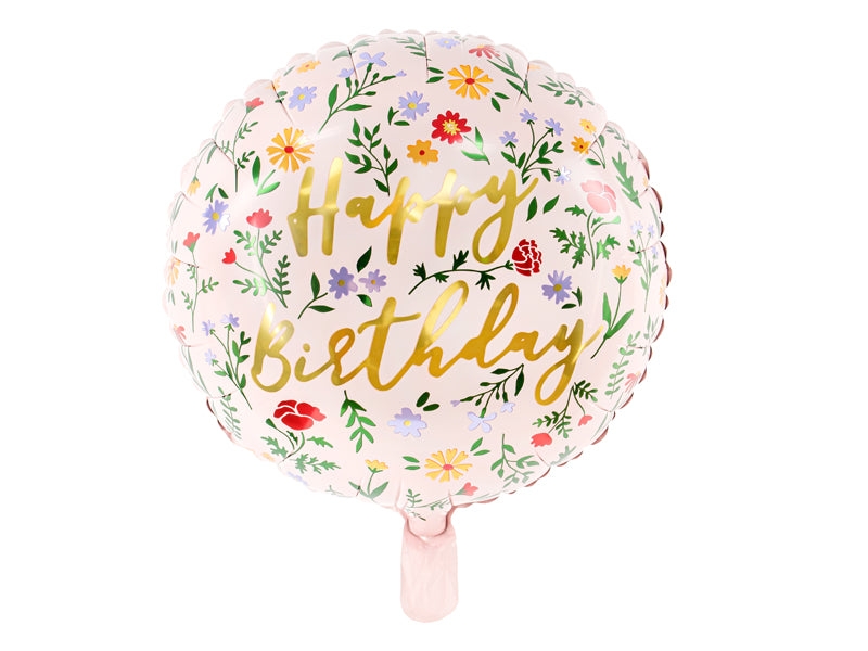 Folija balons “Happy Birthday” gaiši rozā (45 cm)