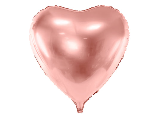 Metāls folijas balons sirds formā, 45 cm, rozā zelta krāsā