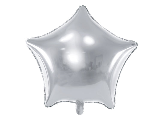 Folija balons Zvaigzne sudraba 70 cm – Liels metālisks folija balons hēlijam un gaisam