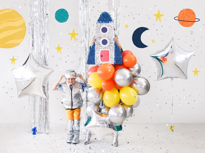 Folija balons Zvaigzne sudraba 70 cm – Liels metālisks folija balons hēlijam un gaisam