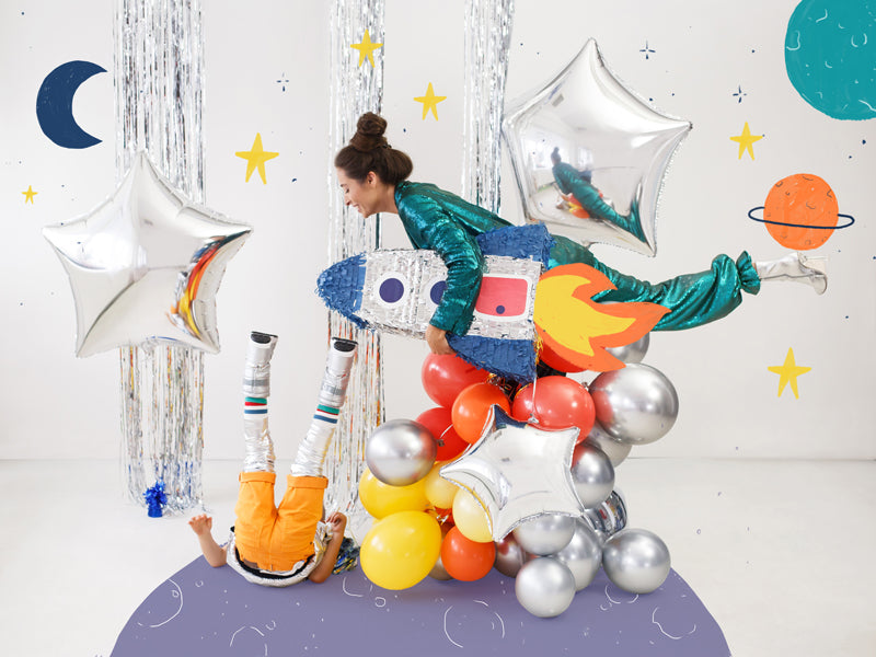 Folija balons Zvaigzne sudraba 70 cm – Liels metālisks folija balons hēlijam un gaisam