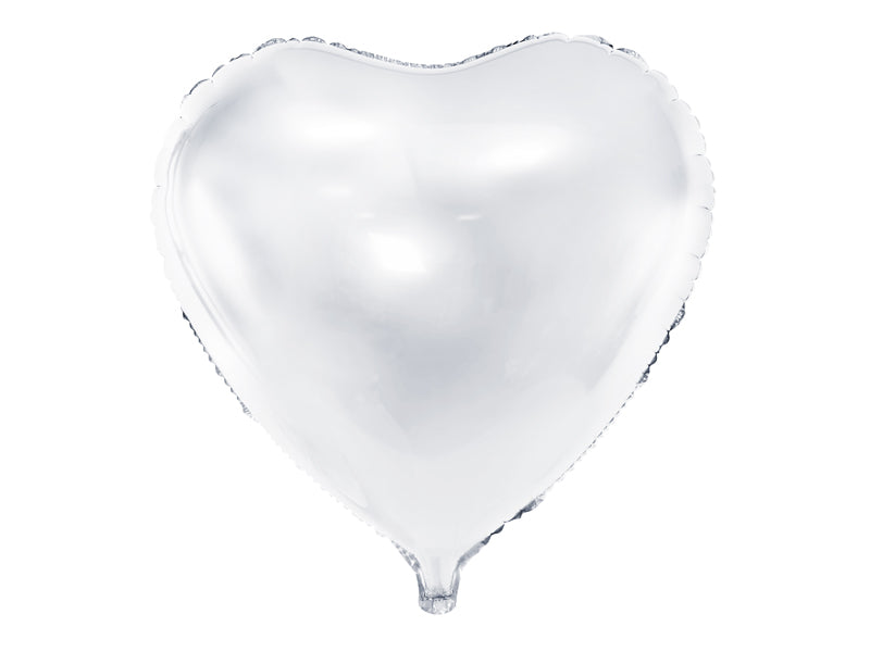 Folija balons Sirds balta 45 cm – Balts hēlija balons svētku dekorācijām