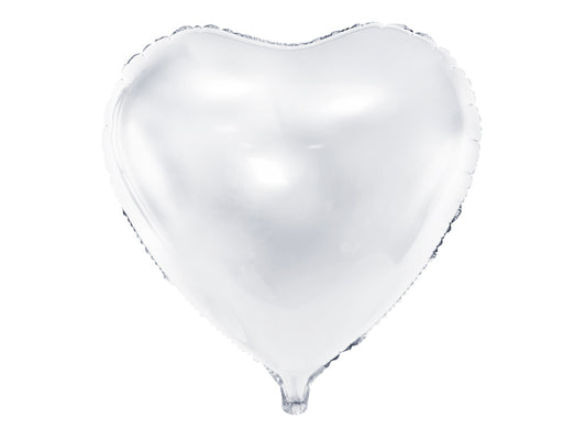 Folija balons Sirds balta 45 cm – Balts hēlija balons svētku dekorācijām