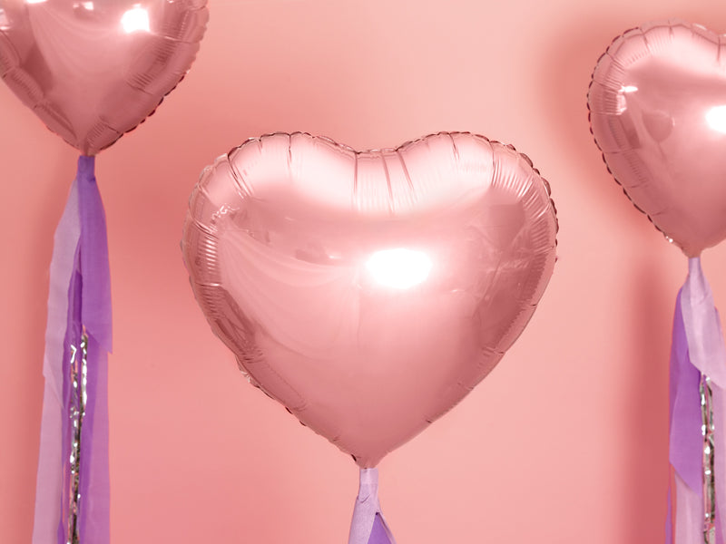Metāls folijas balons sirds formā, 45 cm, rozā zelta krāsā