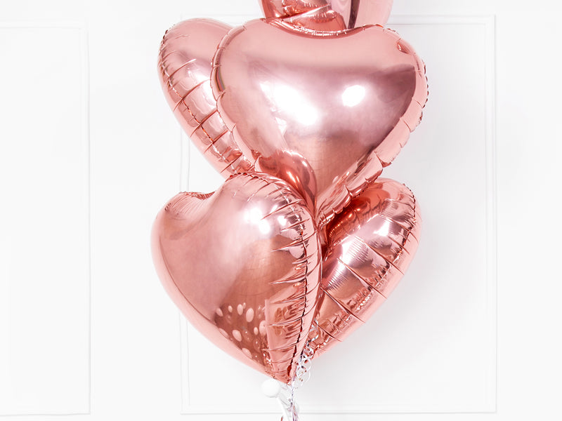 Metāls folijas balons sirds formā, 45 cm, rozā zelta krāsā