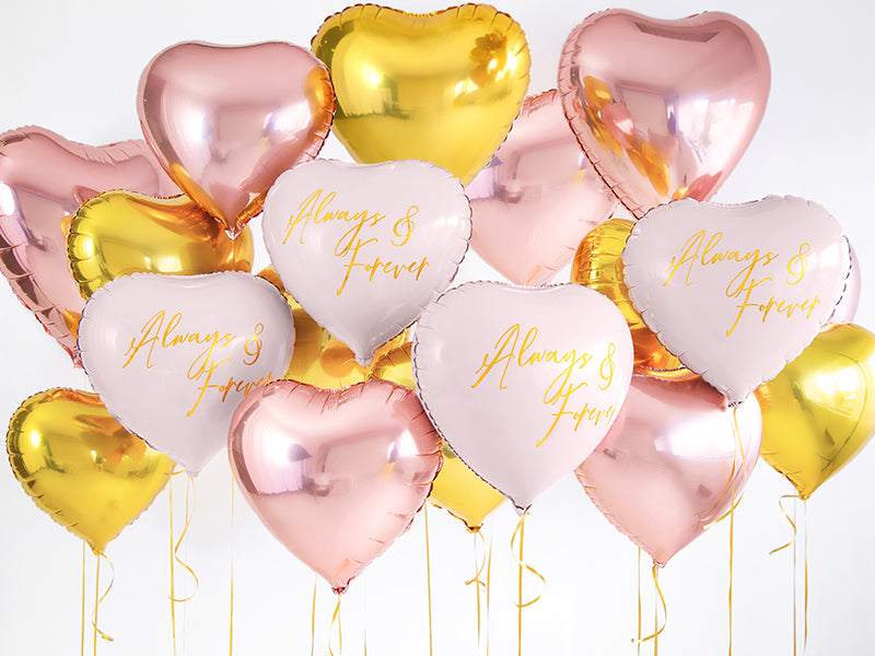 Metāls folijas balons sirds formā, 45 cm, rozā zelta krāsā