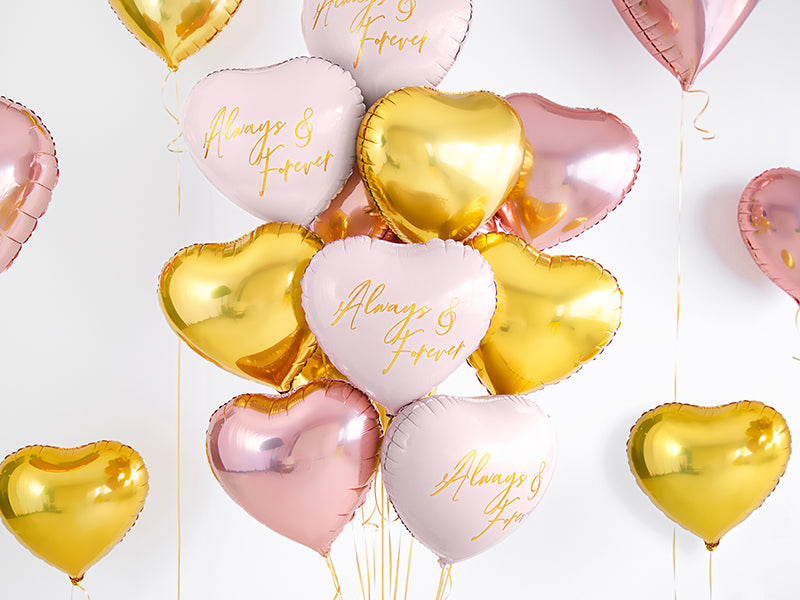 Metāls folijas balons sirds formā, 45 cm, rozā zelta krāsā