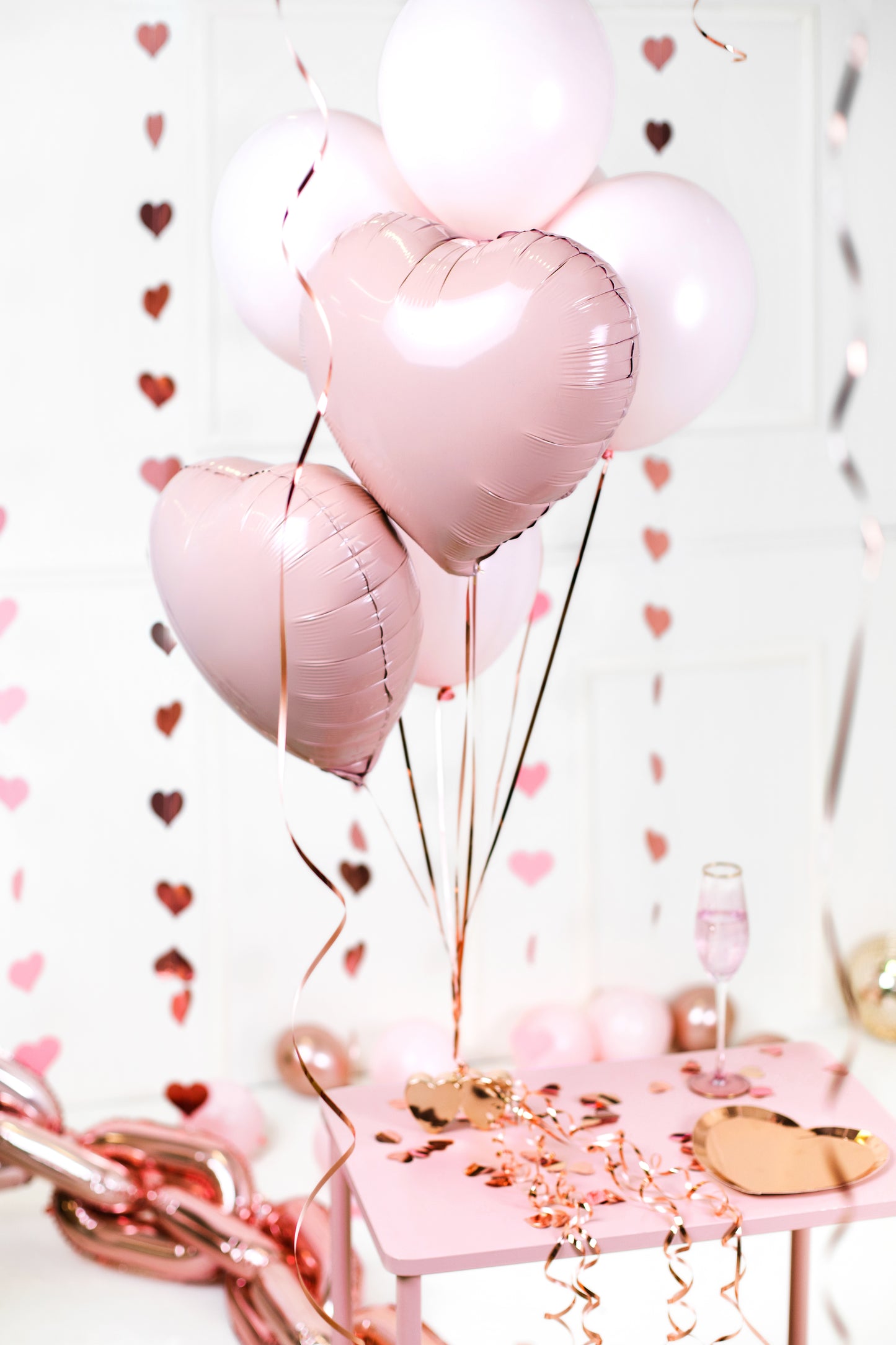 Sirds formas folijas balons, 45 cm, gaiši rozā