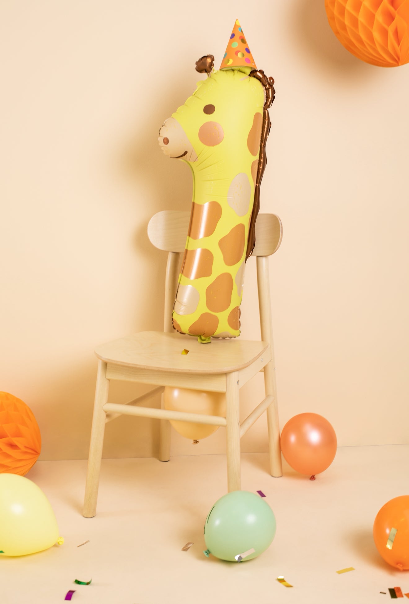 Folija balons ar ciparu 1 – Žirafe, 35,5 × 84 cm, krāsu miksā