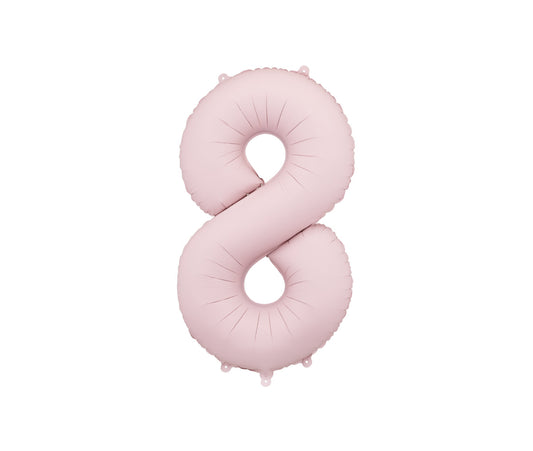 Matēts folija balons ar ciparu "8" 86cm, gaiši rozā