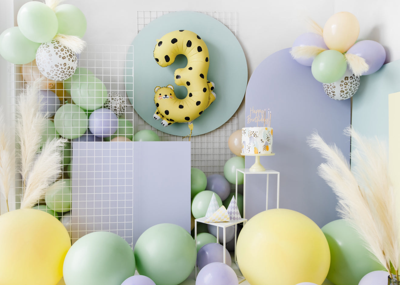 Folija balons ar ciparu 3 – Gepards, 56 × 81 cm, krāsu miksā