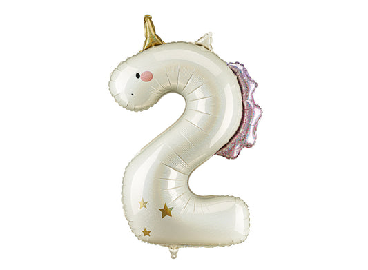 Folija balons ar ciparu "2" 93cm, Vienradzis