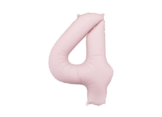 Matēts folija balons ar ciparu "4" 86cm, gaiši rozā