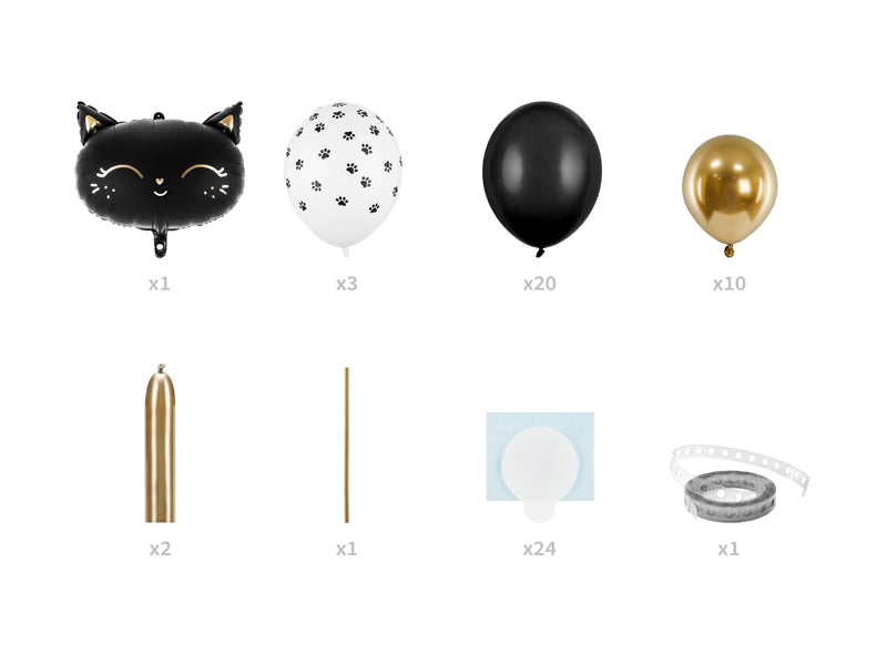 Melna kaķa balonu virtene 83 × 140 cm – DIY dekorācija bērnu ballītei