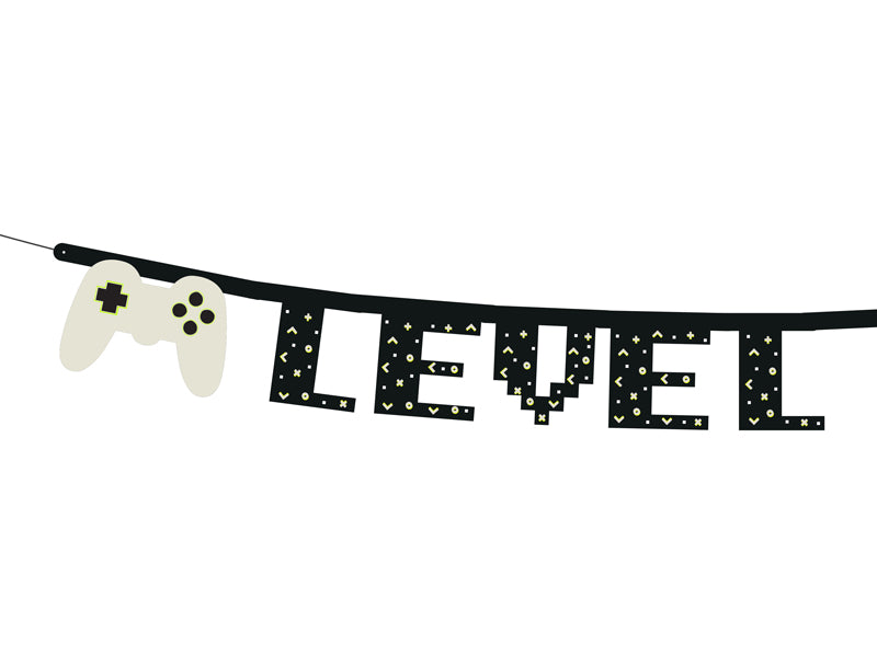 Baneris “Level Up Birthday”, 2.5 m – geimeru ballītes dekorācija