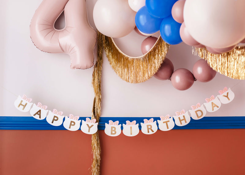 Baneris “Happy Birthday Cats”, 2.8 m – kaķu tematikas dzimšanas dienas dekorācija