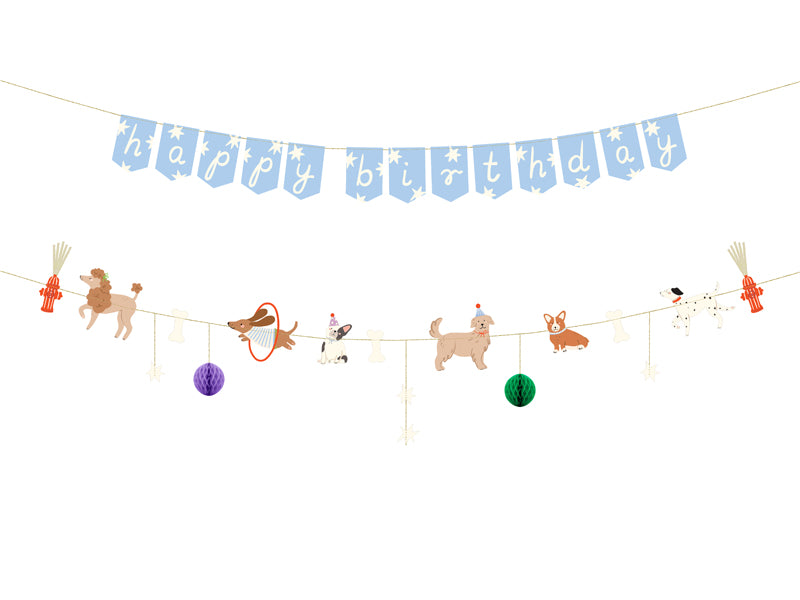 Happy Birthday suņu tematikas banneris (210 cm, 2 daļas)