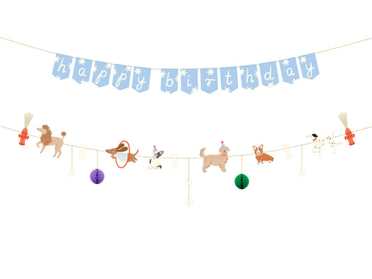 Happy Birthday suņu tematikas banneris (210 cm, 2 daļas)