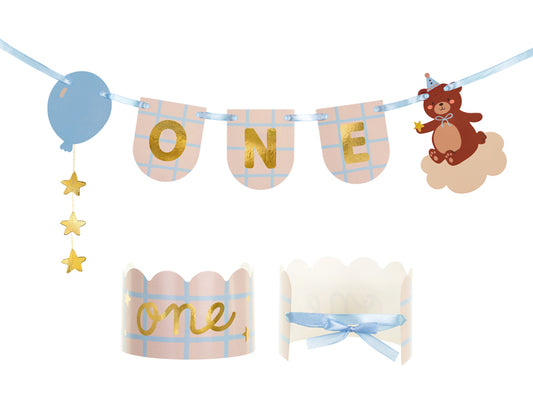 Krēsla dekors un kronītis “Teddy Bear”, 50 × 20.5 cm – bērnu ballītes aksesuāri