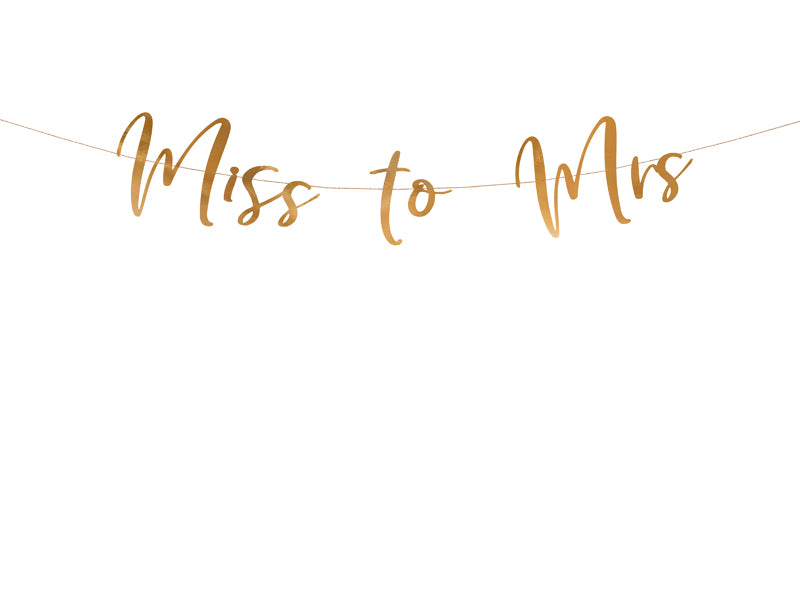 Baneris “Miss to Mrs” rozā zelta (76 x 18 cm)