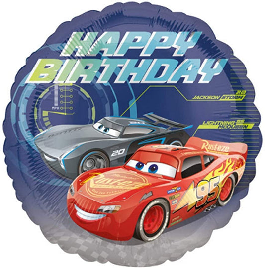 Cars Happy Birthday folija balons 43cm