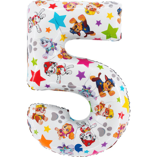 Paw Patrol cipara 5 folija balons 72cm balts