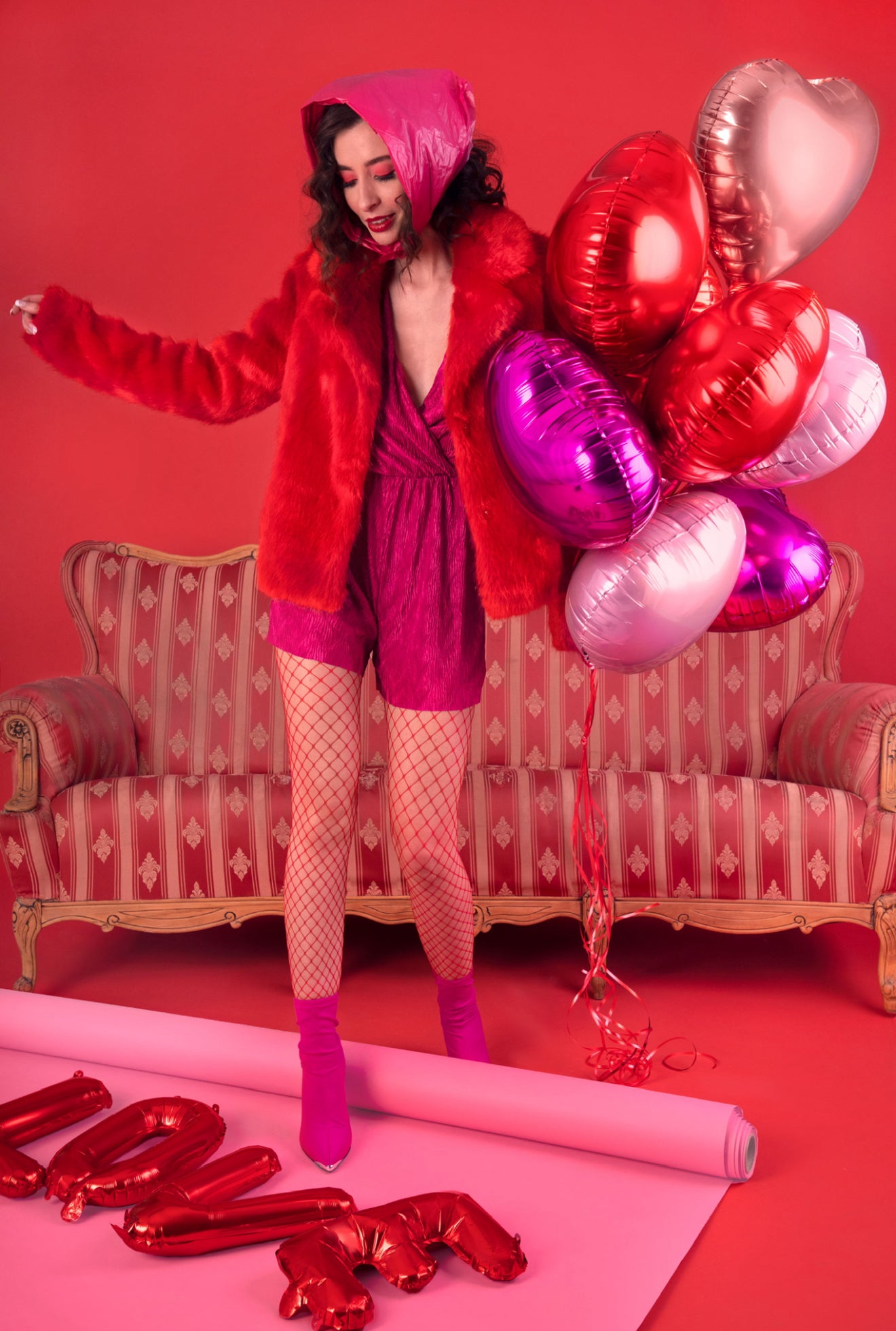Sirds formas folijas balons, 45 cm, sarkans
