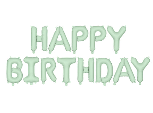 Matēts folijas balons “Daudz laimes dzimšanas dienā”, 340 × 35 cm, zaļš