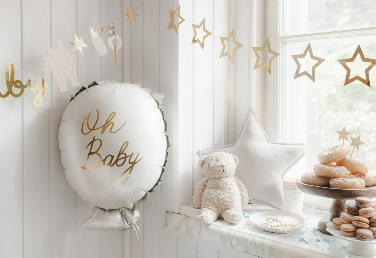Folijas balons “Oh Baby”, 53 x 69 cm, baltā krāsā