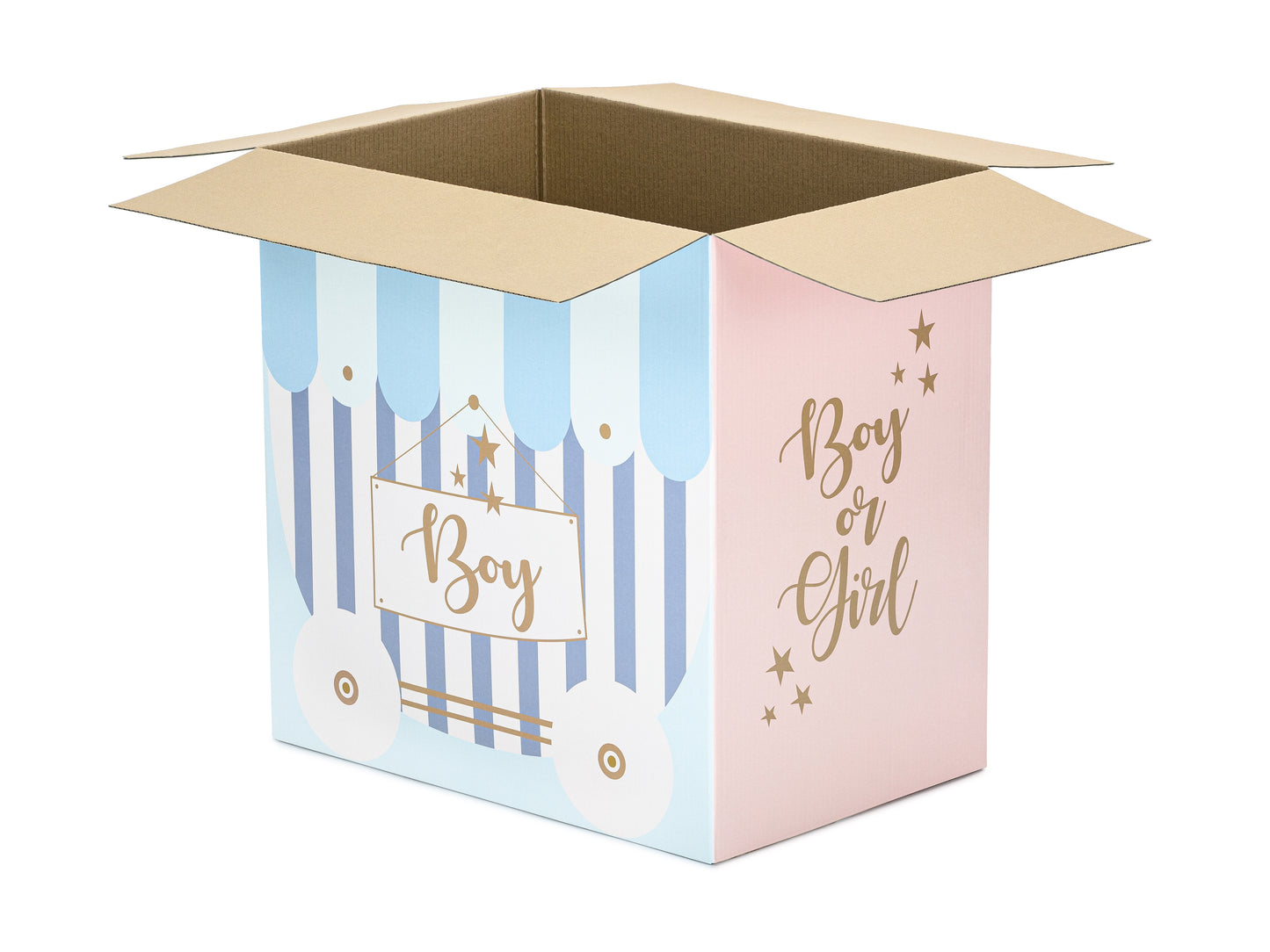 Balonu kaste Boy or Girl 60 x 40 x 60 cm – Gender Reveal dekorācija svētkiem(SAŅEMŠANA TIKAI SALDŪ UZ VIETAS!!)
