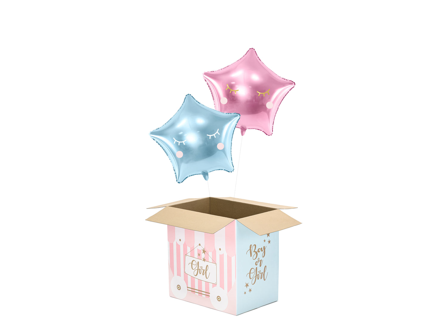 Balonu kaste Boy or Girl 60 x 40 x 60 cm – Gender Reveal dekorācija svētkiem(SAŅEMŠANA TIKAI SALDŪ UZ VIETAS!!)