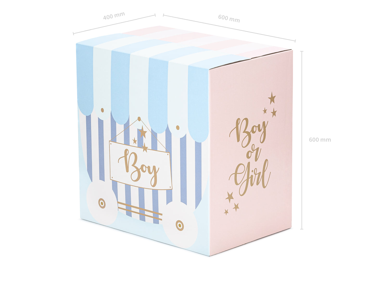 Balonu kaste Boy or Girl 60 x 40 x 60 cm – Gender Reveal dekorācija svētkiem(SAŅEMŠANA TIKAI SALDŪ UZ VIETAS!!)