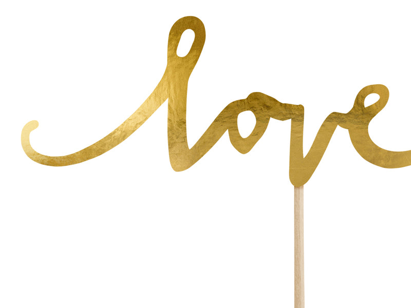 Kēksiņu dekori “Love” zelta (13 cm, 6 gab.)