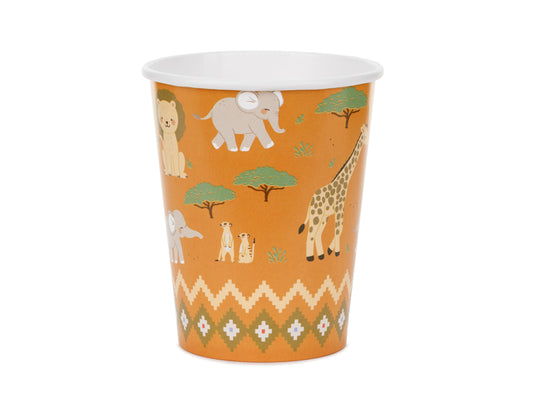 Safari papīra glāzes 220 ml – Oranžas, 6 gab.