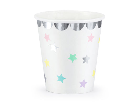 Papīra glāzītes "Unicorn Stars" 180 ml – Vienradža tematikas ballīšu trauki 6 gab.